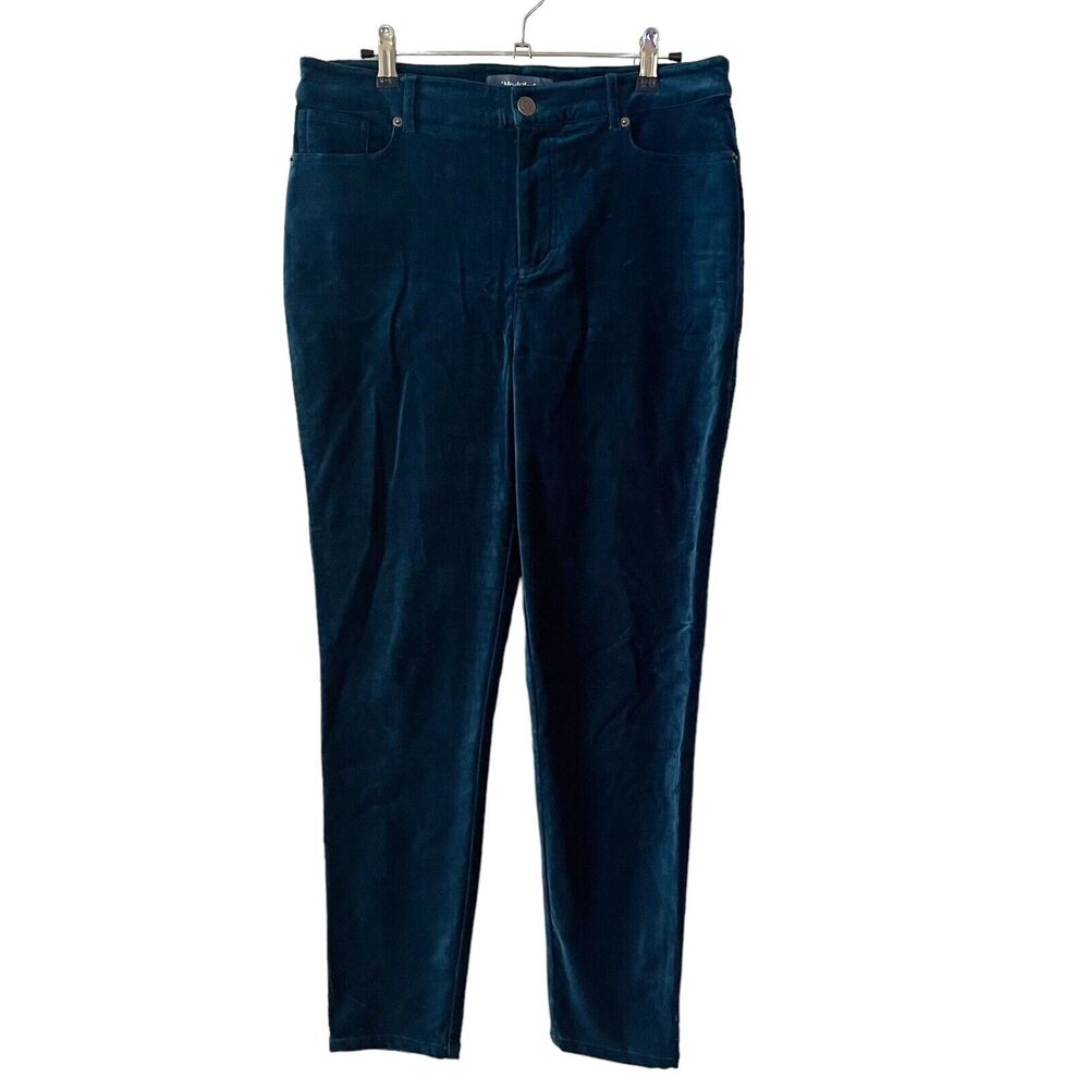 ModCloth 10 Velvet Jeans Tapered Leg Dark Blue Stretch Pants High Rise